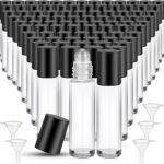 Perfume Oil Roller Bottles Essential Empty Glass Roller Bottles with Stainless Steel Balls Protection Leakproof with Funnel for Travel Lip Gloss.
