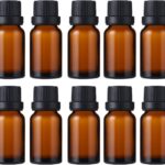 Amber Glass Essential Oil Bottles Refillable Dropper Vials with Black Caps and Orifice Reducer Empty Sample Containers for Essential Oils, Perfume, Aromatherapy, DIY Crafts.