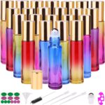 Essential Oils Roller Bottles Gradient Color Thick Glass Roll on Bottle Golden Metal Cap for Travel.