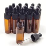 Tiny Amber Glass Mini Dropper Bottles for Essential Oils, Cosmetics, and Liquid Small Empty Travel Sample Vials with Dropper and Black Caps.