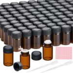 Essential Oil Sample Bottles Amber Glass Vials with Caps, Orifice Reducers, Labels and Transfer Droppers, Mini Anointing Oil Bottles.